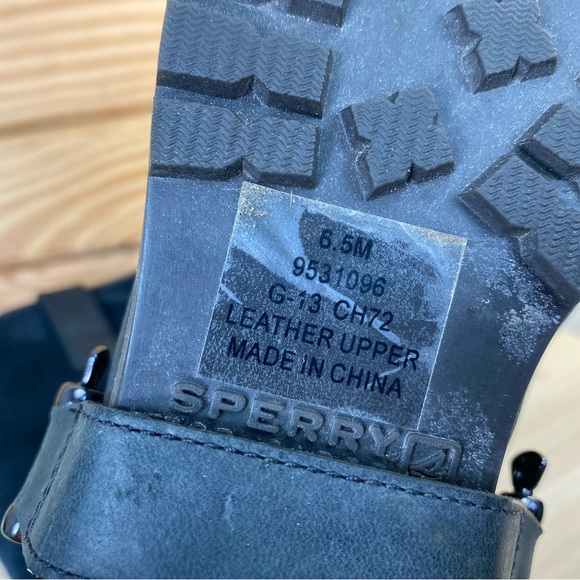 Sperry Top Sider Womens 6.5 US Black Leather Harness Boots Mid Calf Pull-on - Picture 7 of 11